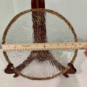 22K Gold Trim Italian IVV Glacier Glass Plate